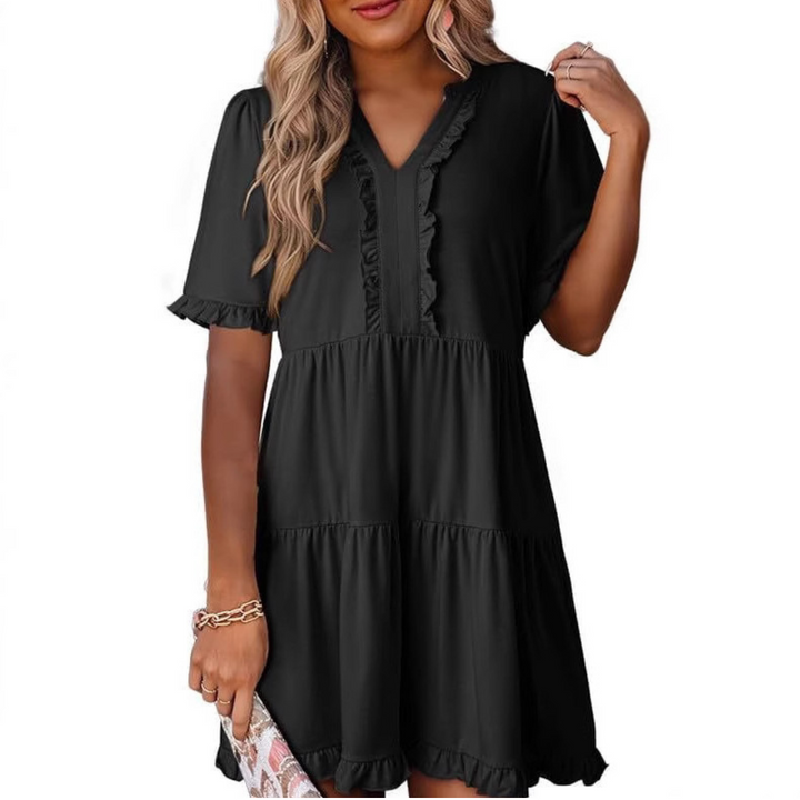Shiela | Casual Mini Jurk met V-Hals