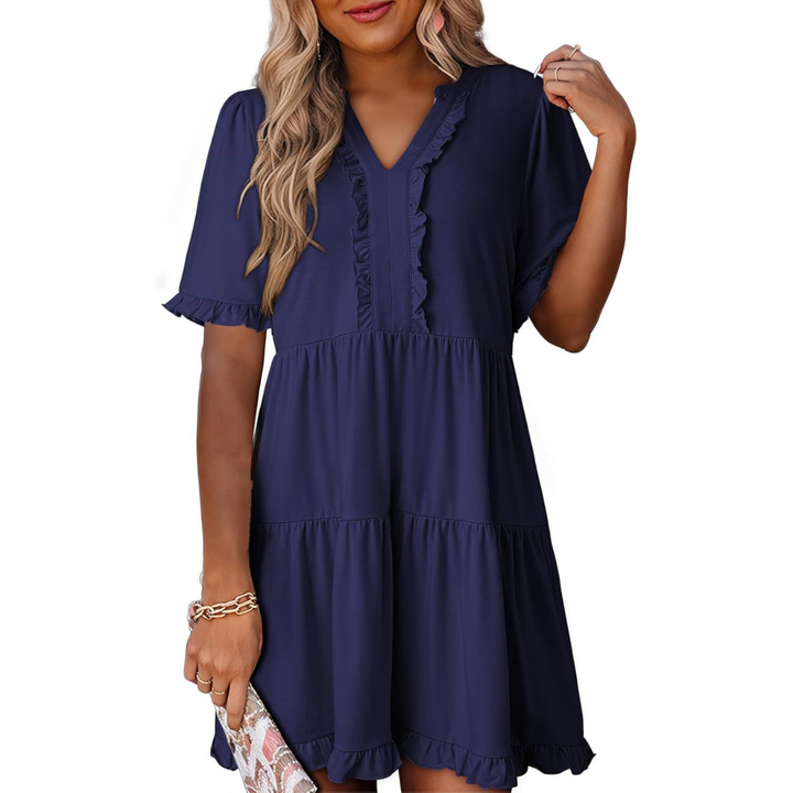 Shiela | Casual Mini Jurk met V-Hals