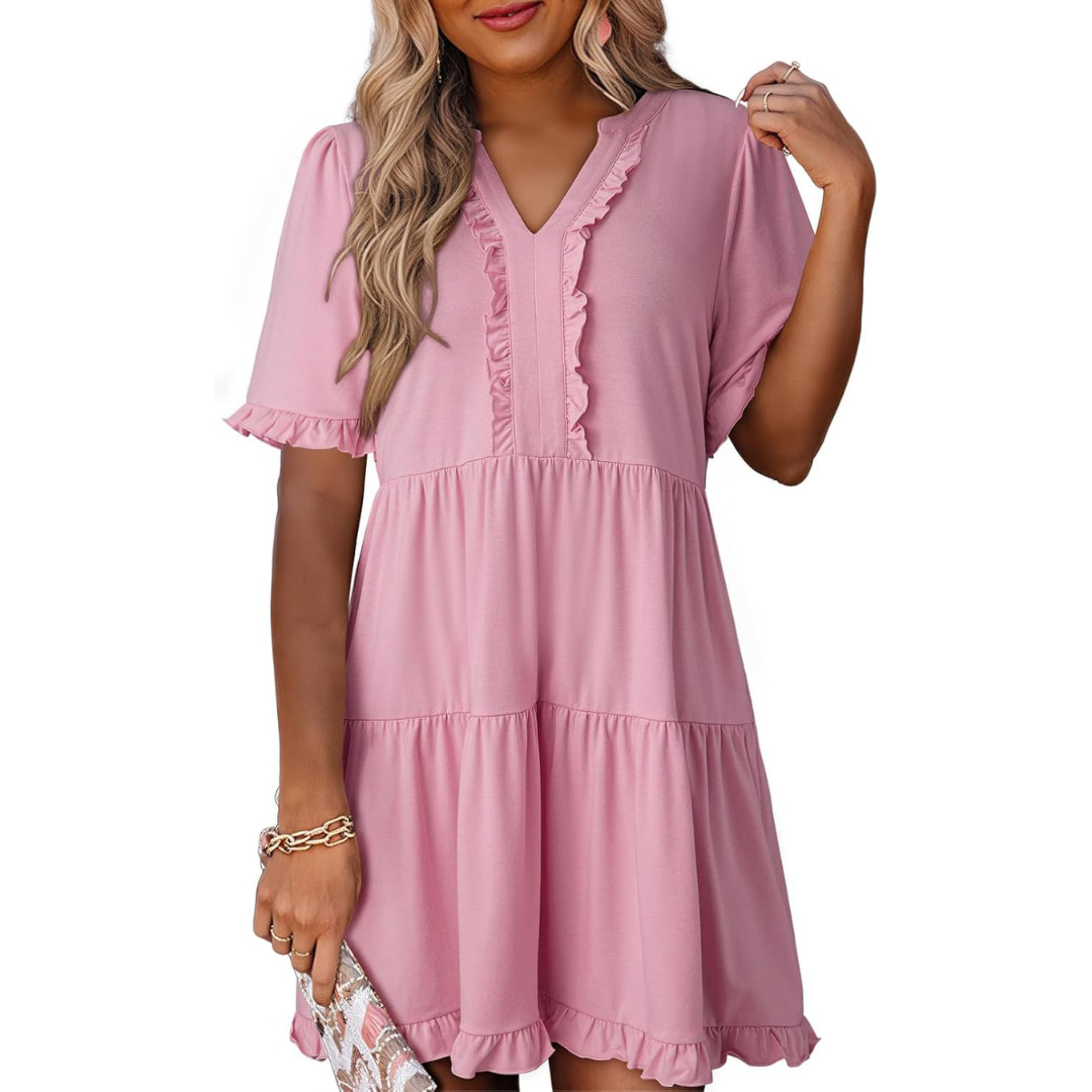 Shiela | Casual Mini Jurk met V-Hals
