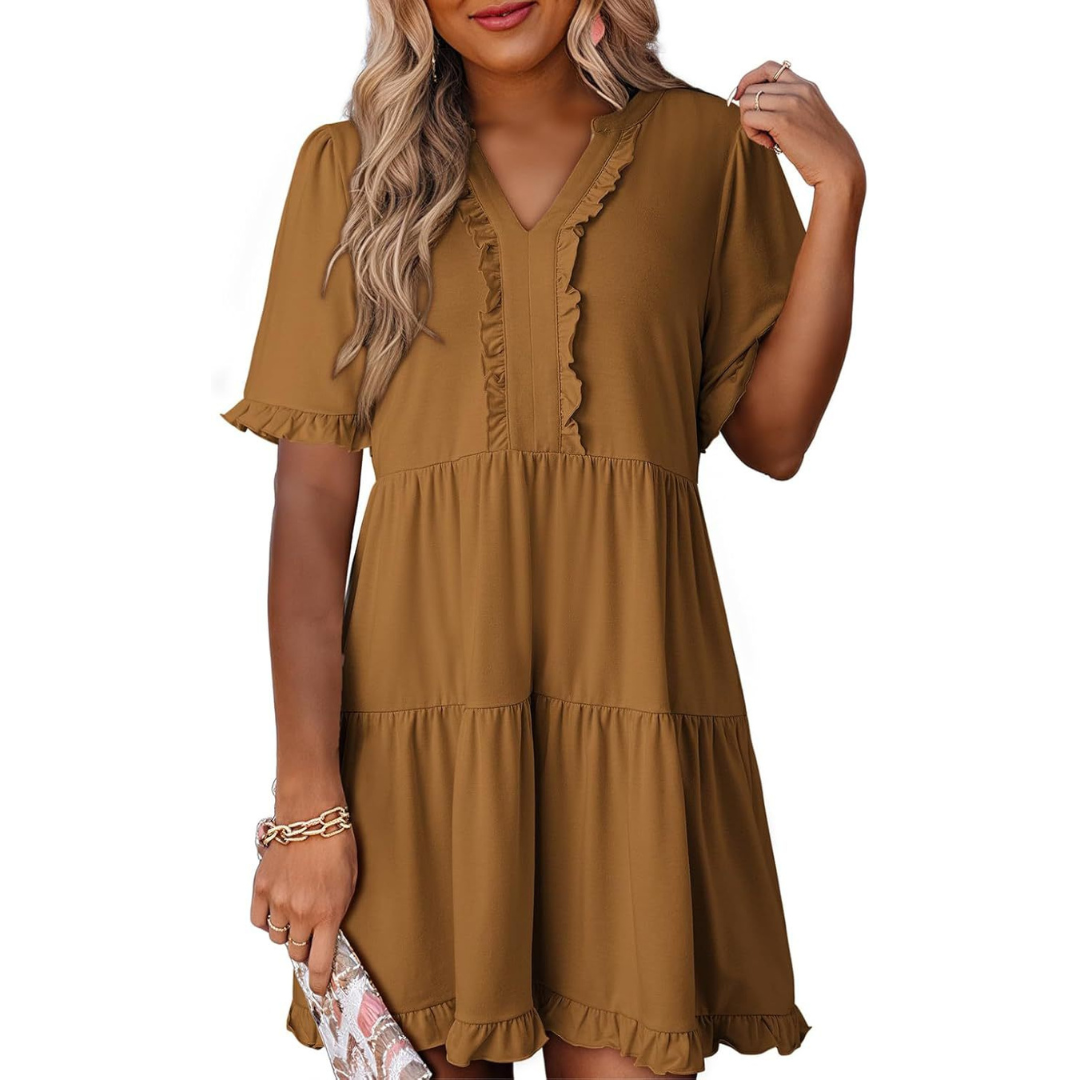Shiela | Casual Mini Jurk met V-Hals