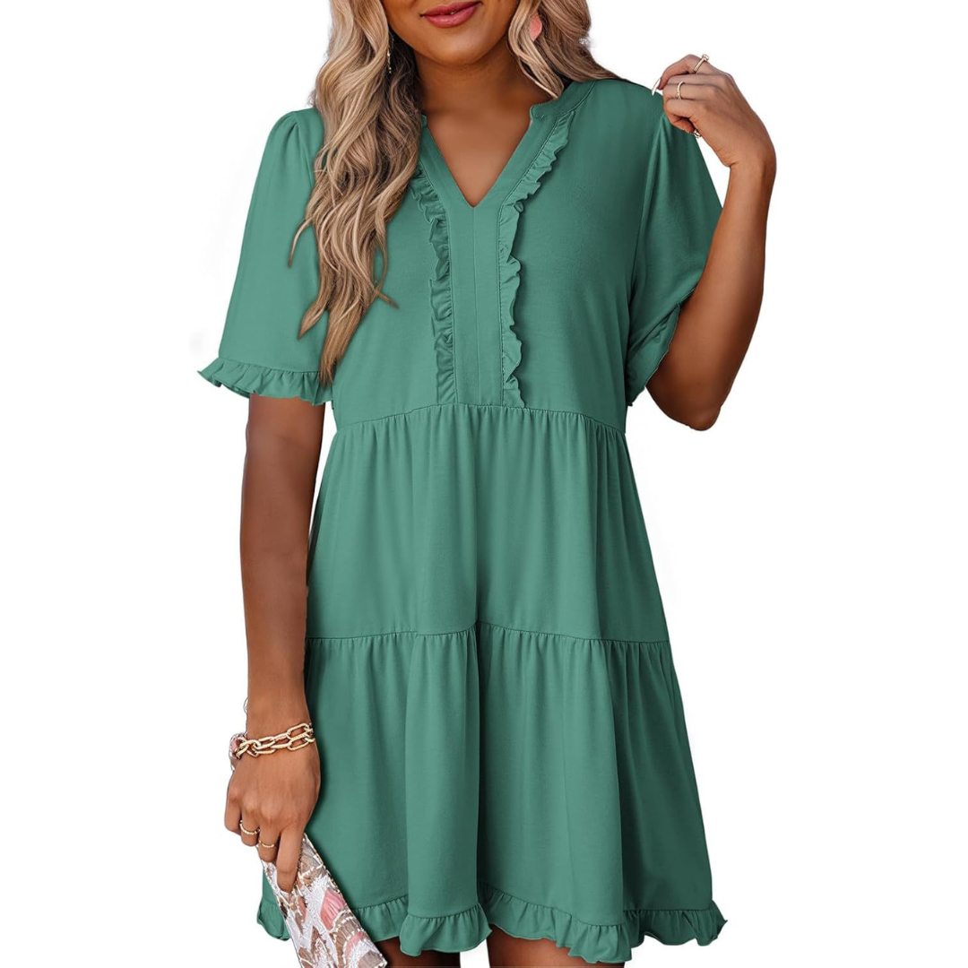 Shiela | Casual Mini Jurk met V-Hals