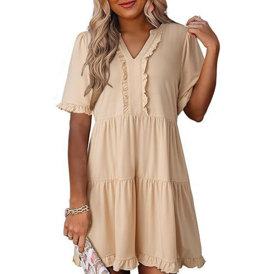 Shiela | Casual Mini Jurk met V-Hals