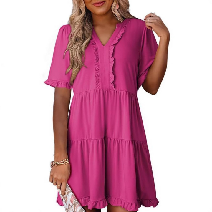 Shiela | Casual Mini Jurk met V-Hals
