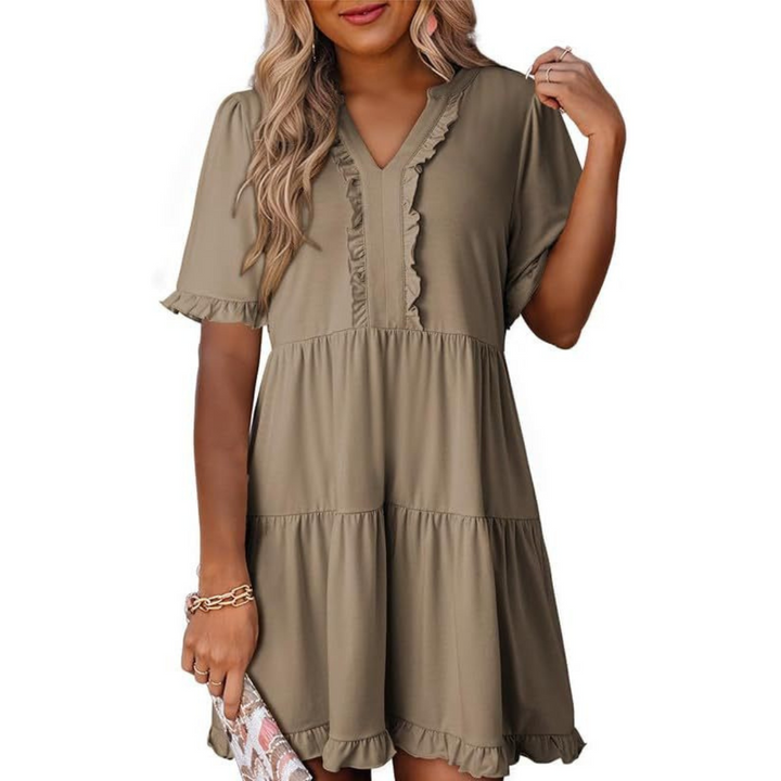 Shiela | Casual Mini Jurk met V-Hals
