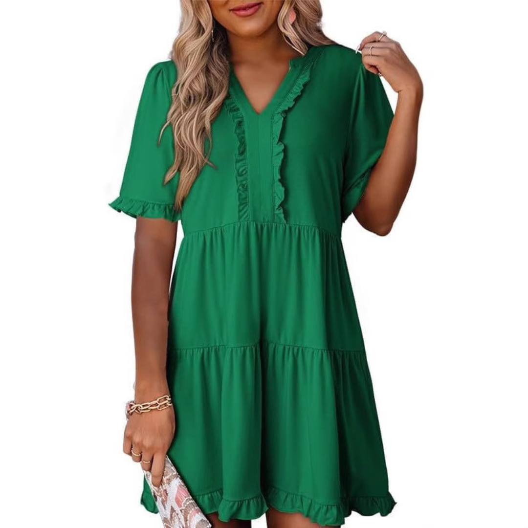 Shiela | Casual Mini Jurk met V-Hals