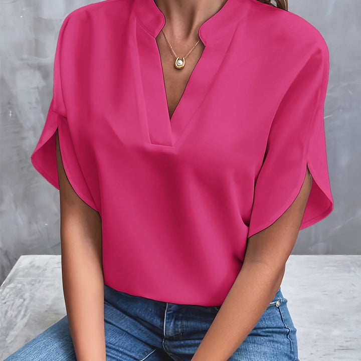 Eliana | Stijlvolle Gedrapeerde Blouse met V-Hals