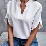 Eliana | Stijlvolle Gedrapeerde Blouse met V-Hals