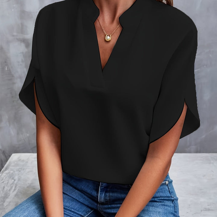Eliana | Stijlvolle Gedrapeerde Blouse met V-Hals