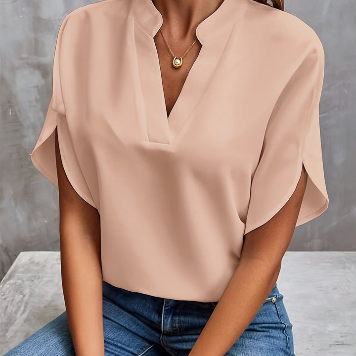 Eliana | Stijlvolle Gedrapeerde Blouse met V-Hals