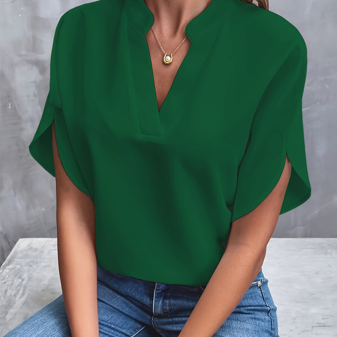 Eliana | Stijlvolle Gedrapeerde Blouse met V-Hals