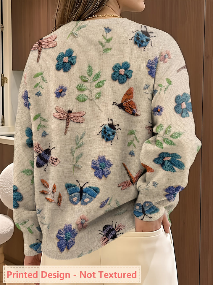 Marga | Bloemrijke Trui met Borduursels