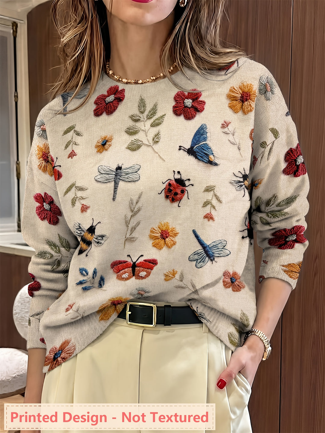 Marga | Bloemrijke Trui met Borduursels