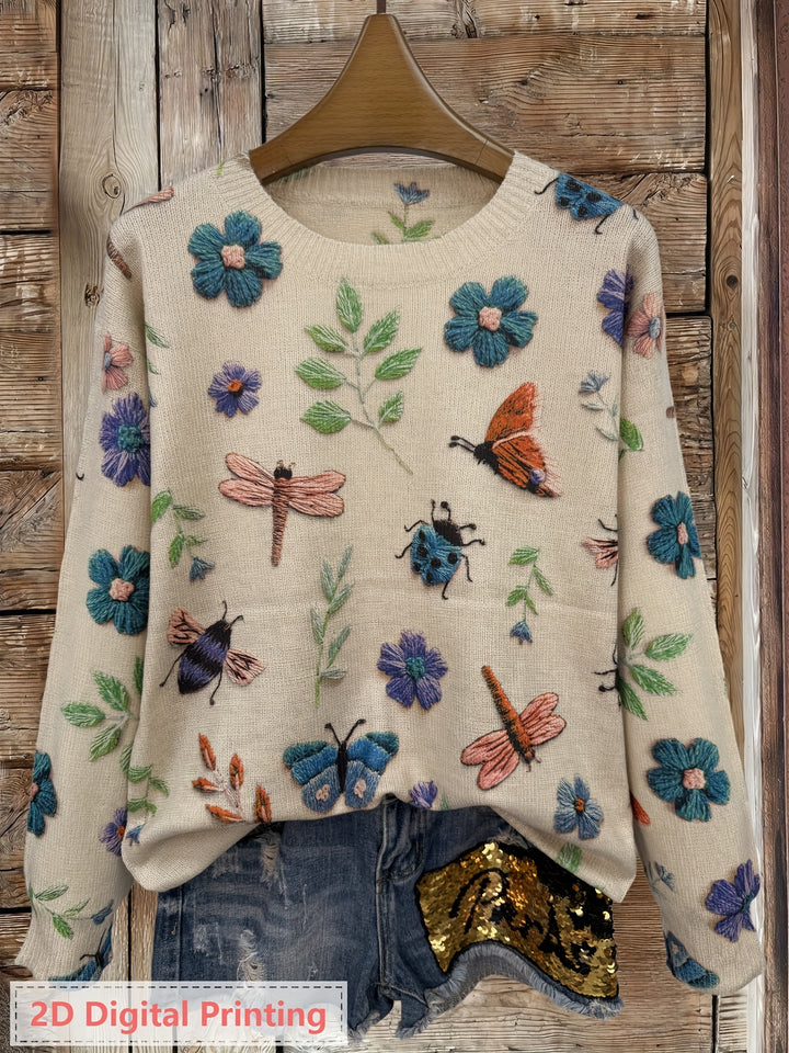 Marga | Bloemrijke Trui met Borduursels