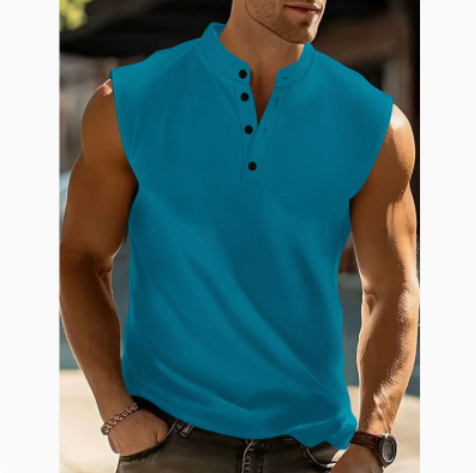Koen | Mouwloos Shirt met Knoopsluiting