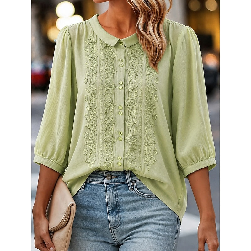 Lisette | Verfijnde Geborduurde Blouse