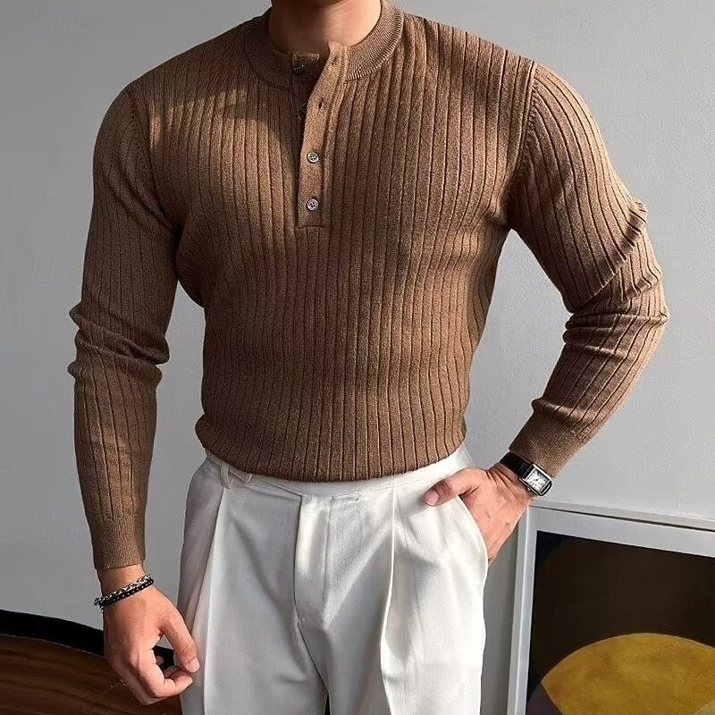 Rogier | Geribbelde Henley Trui