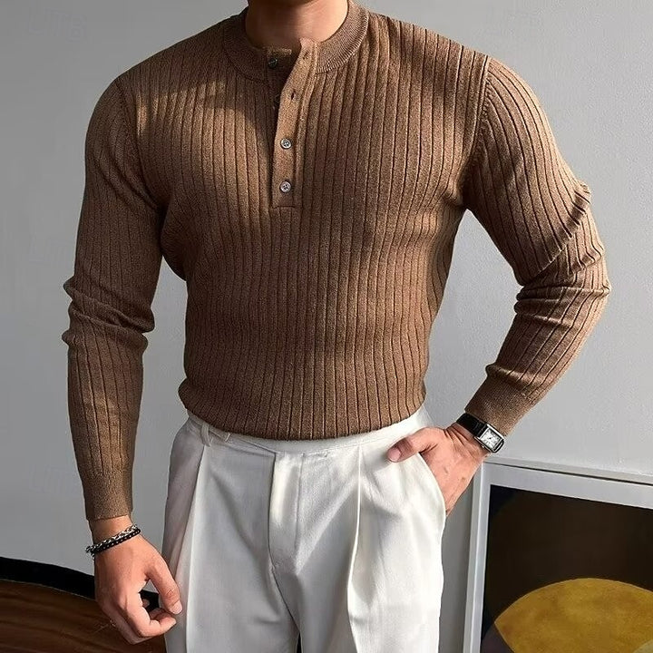 Rogier | Geribbelde Henley Trui