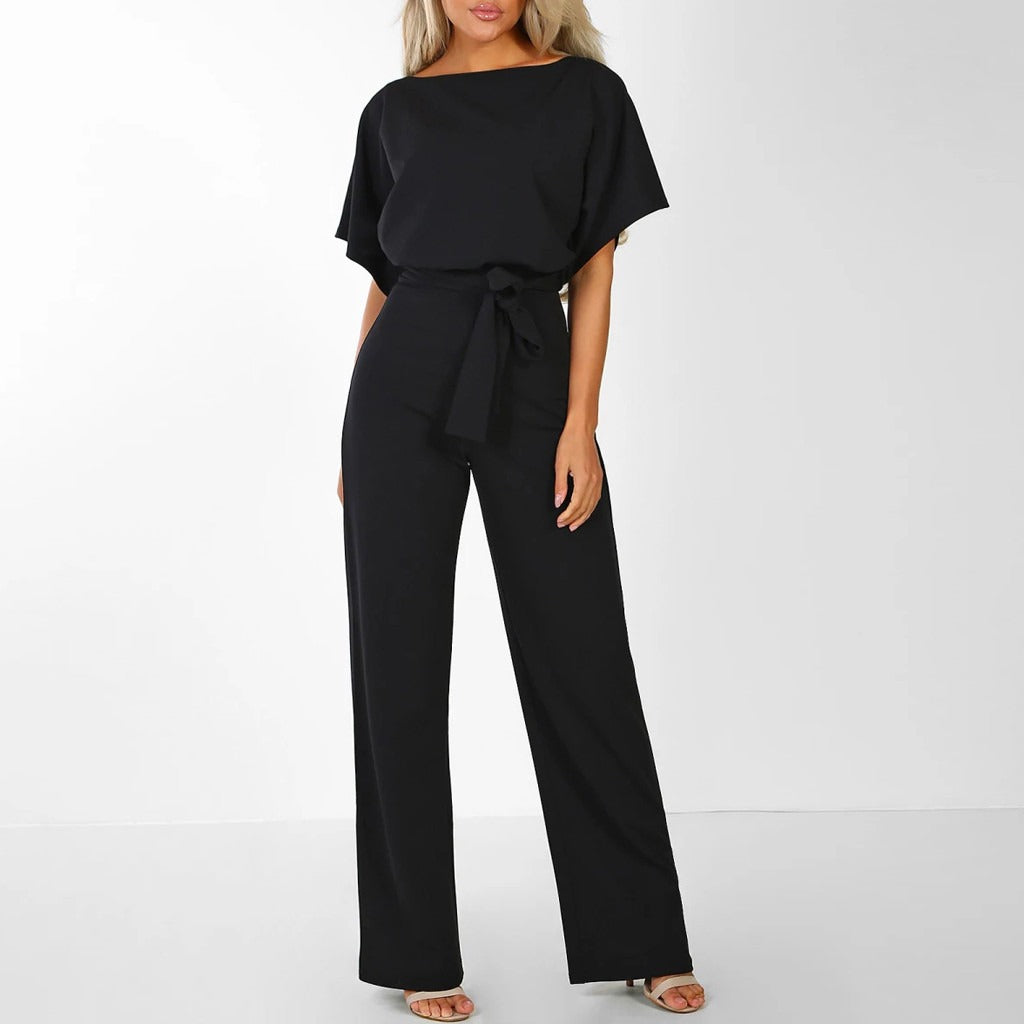 Marijke | Elegante Jumpsuit met Ceintuur en Wijde Pijp