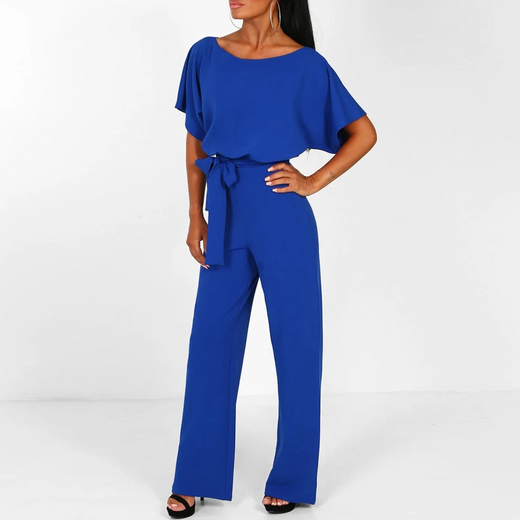 Marijke | Elegante Jumpsuit met Ceintuur en Wijde Pijp