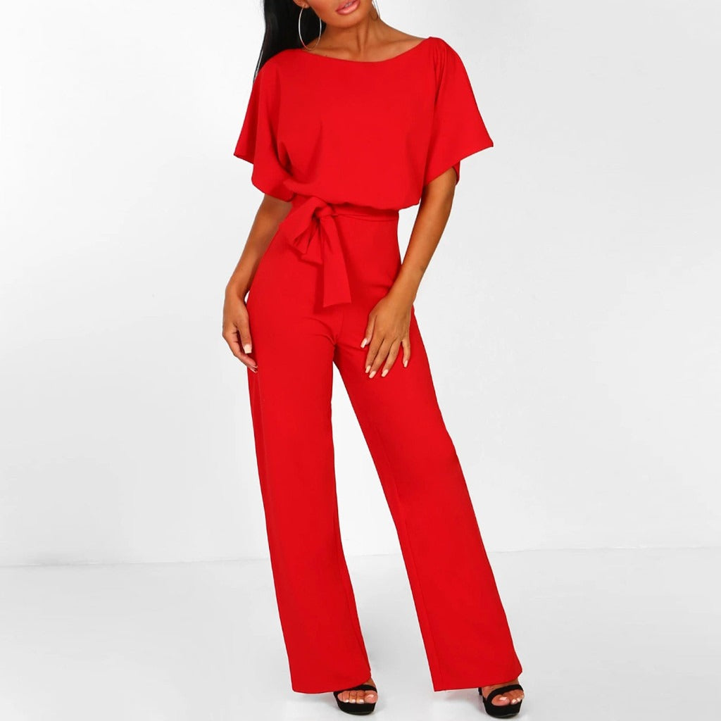 Marijke | Elegante Jumpsuit met Ceintuur en Wijde Pijp