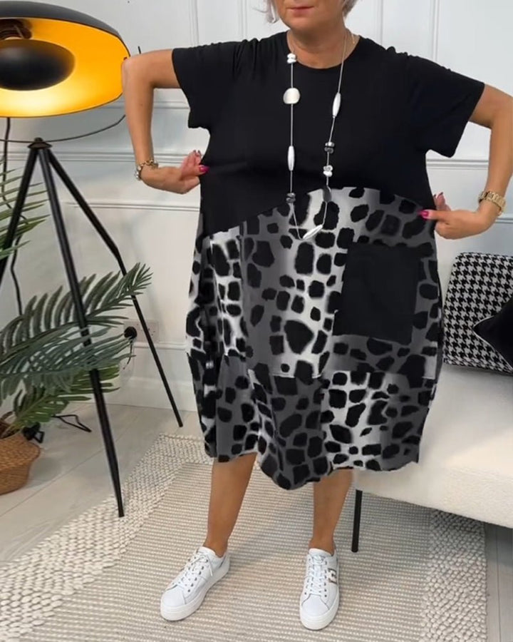 Jacqueline | Comfortabele artistieke jurk met halflange mouwen