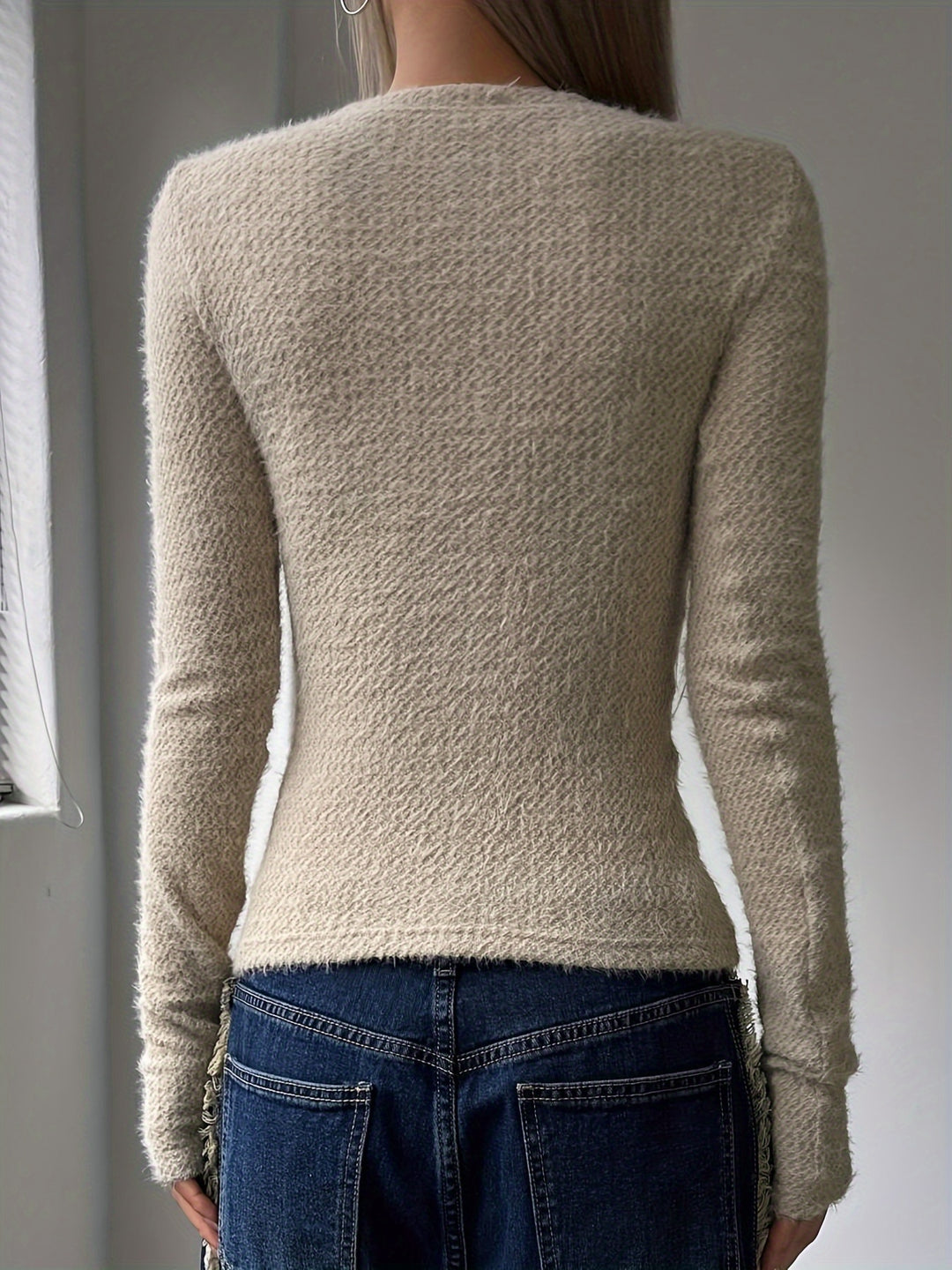 Jantine | Zachte Top met Lange Mouwen