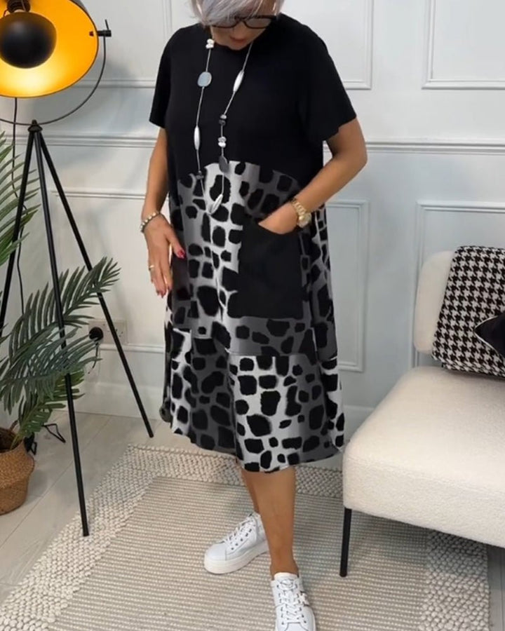 Jacqueline | Comfortabele artistieke jurk met halflange mouwen