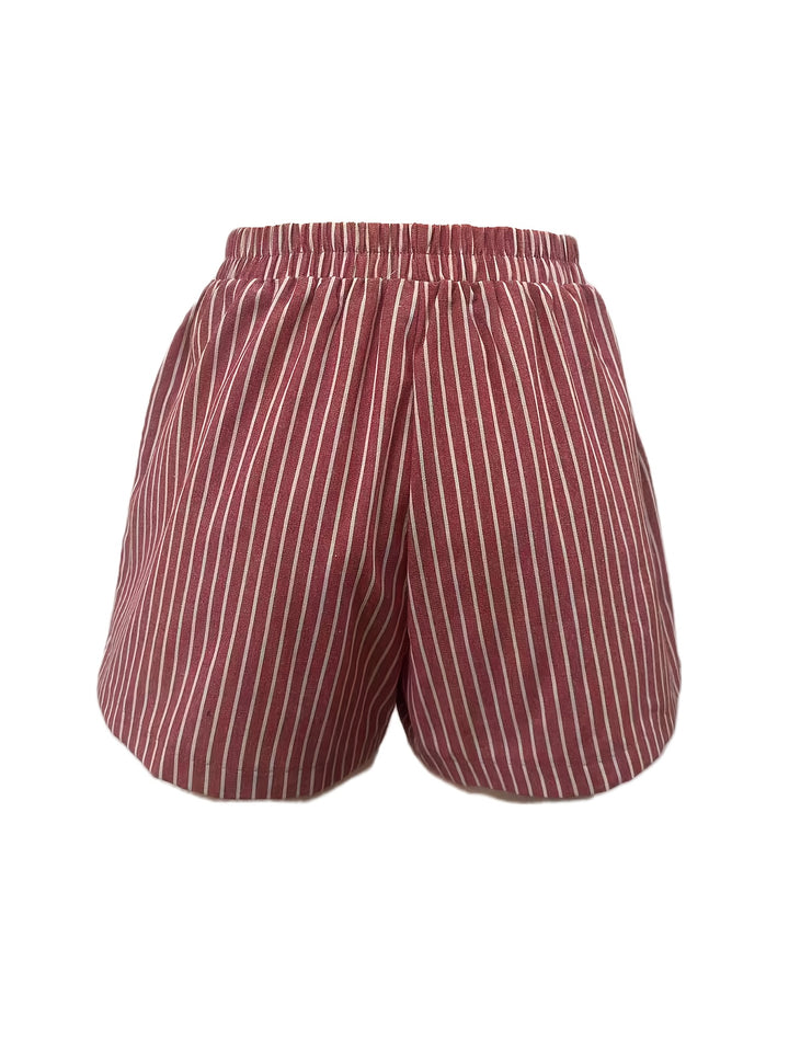 Marga | Luchtige Gestreepte Short met Elastische Taille