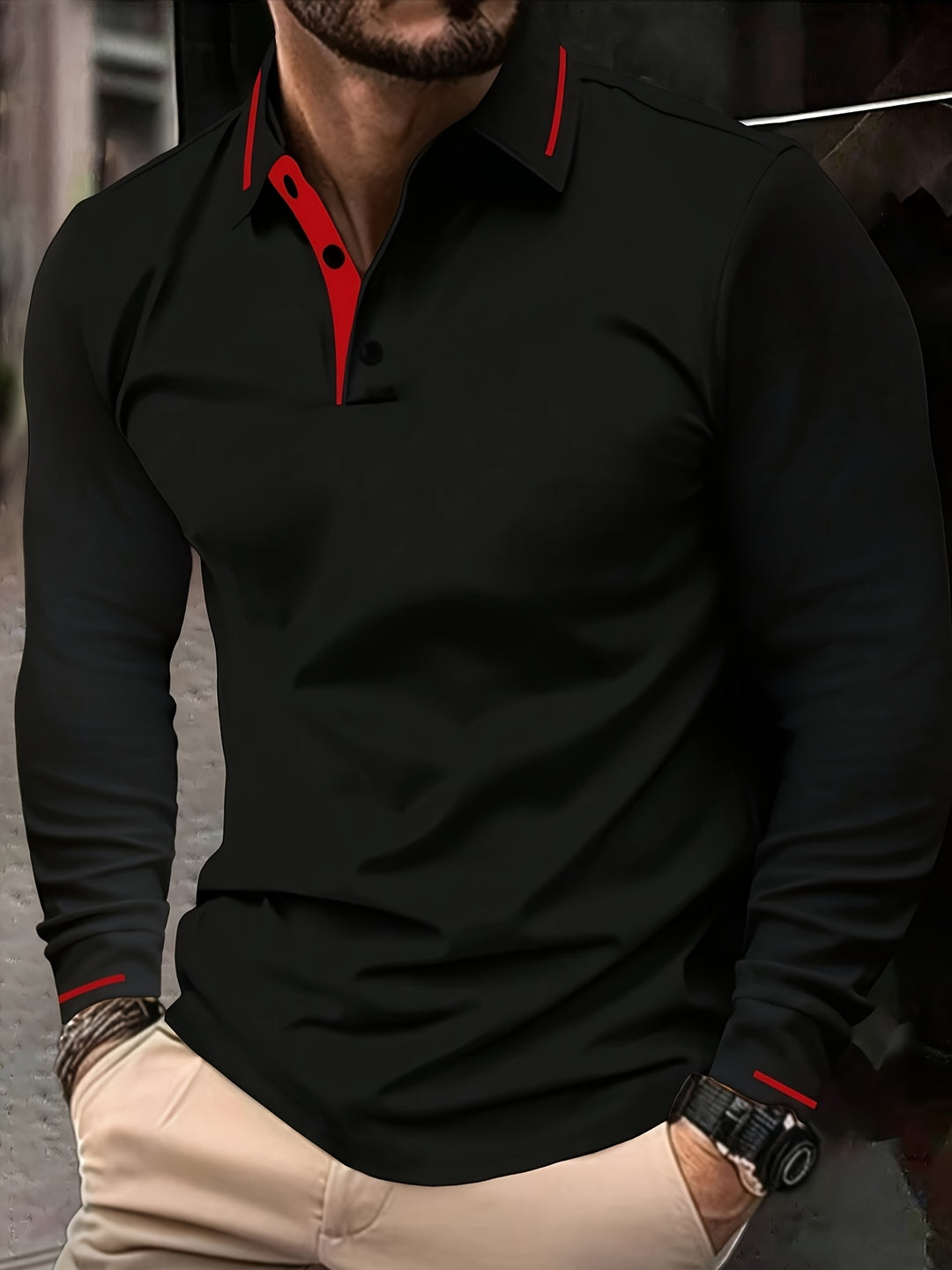 Wim | Verfijnde Poloshirt met Lange Mouwen