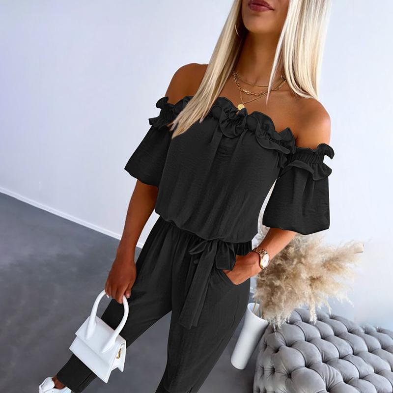 Esther | Elegante Off-Shoulder Jumpsuit met Striktaille