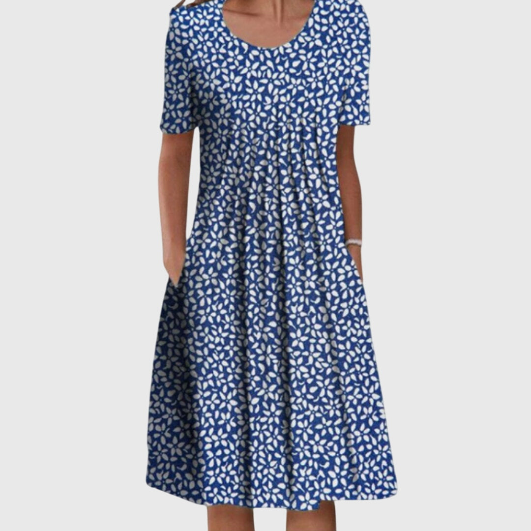 Maud | Fleurige Zomerjurk met Ronde Hals