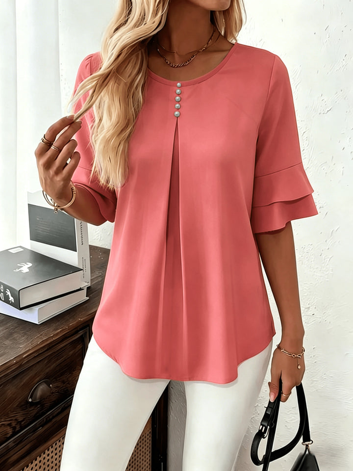 Rosalinde | Sierlijke Blouse met Ruchemouw