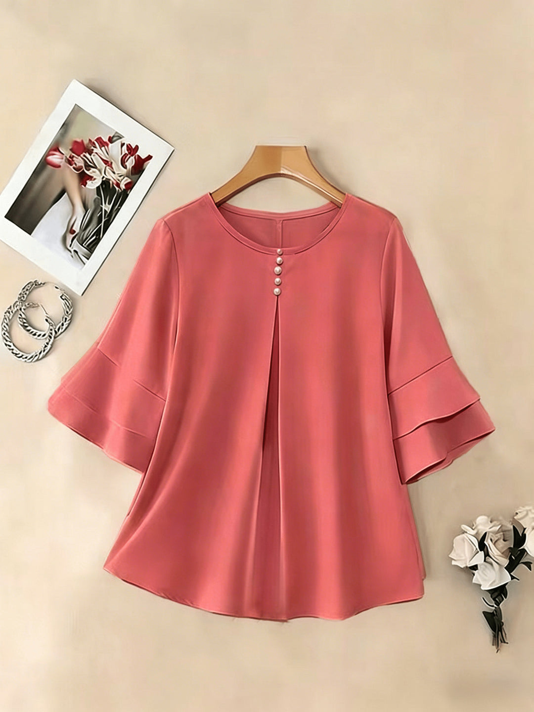 Rosalinde | Sierlijke Blouse met Ruchemouw