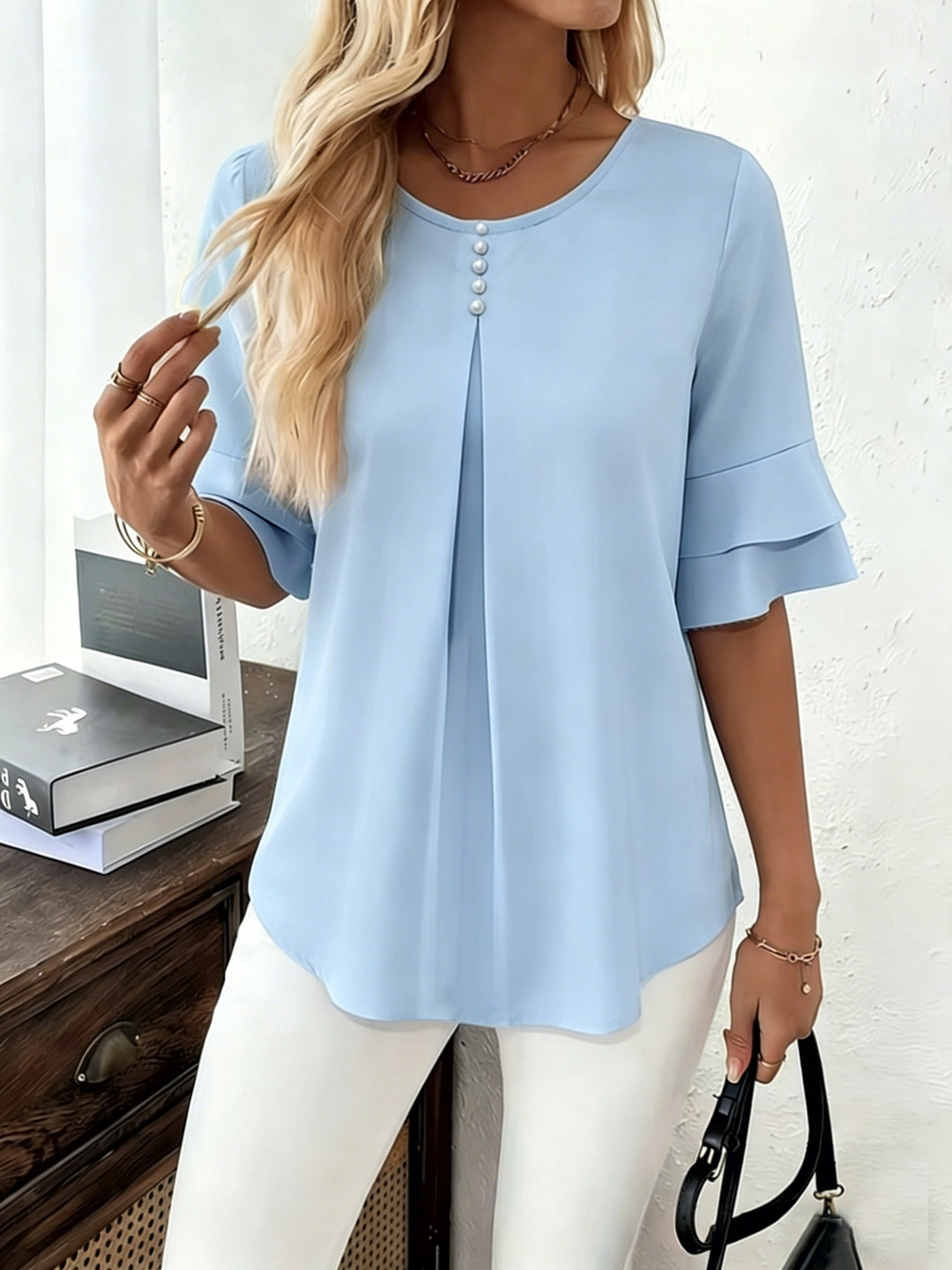 Rosalinde | Sierlijke Blouse met Ruchemouw