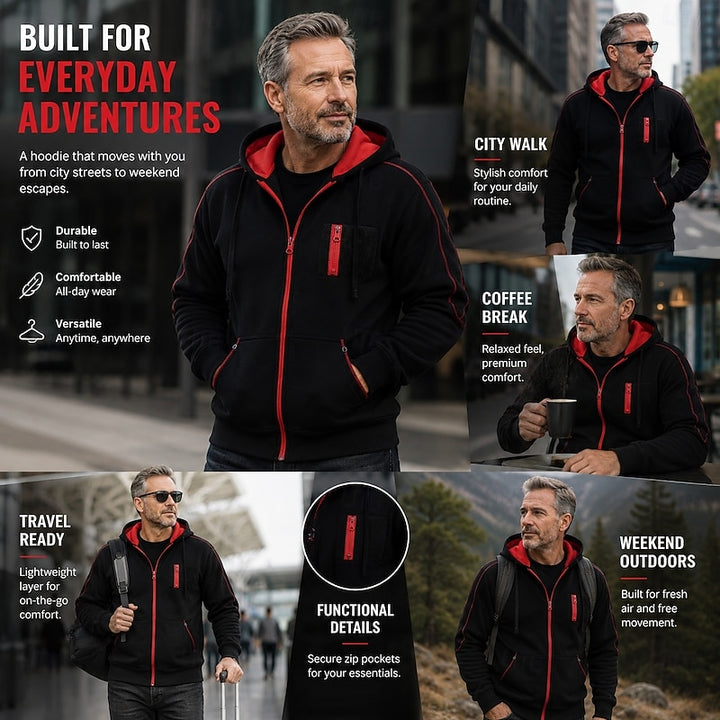 Koen | Sportieve Hoodie met Capuchon en Rits
