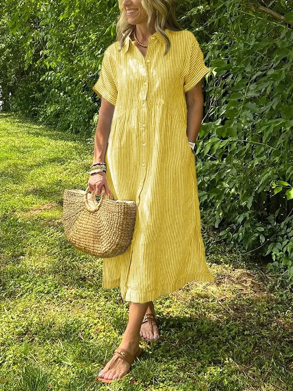 Angela | Elegante Katoenen Maxi Jurk