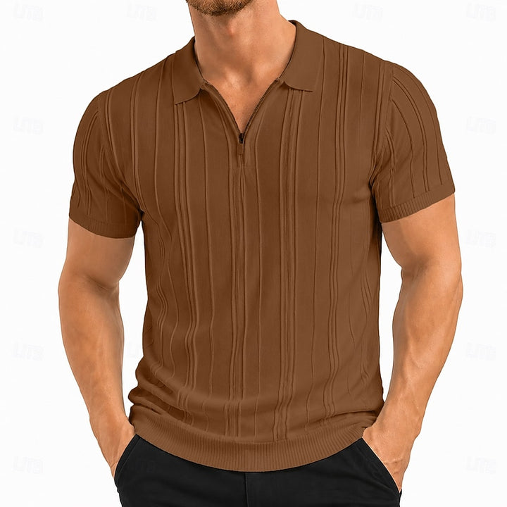 Bastiaan | Verfijnde Poloshirt met Structuur en Ritssluiting