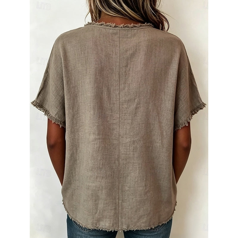 Ellen | Losvallend T-shirt met Franjeafwerking