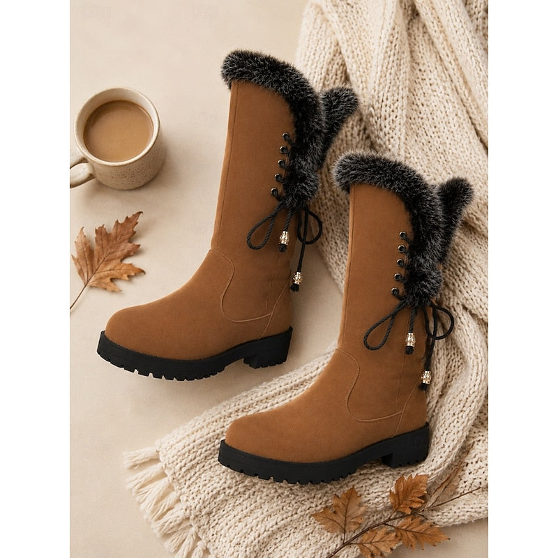 Tessa | Warme Hoge Winterlaarzen met Bontrand