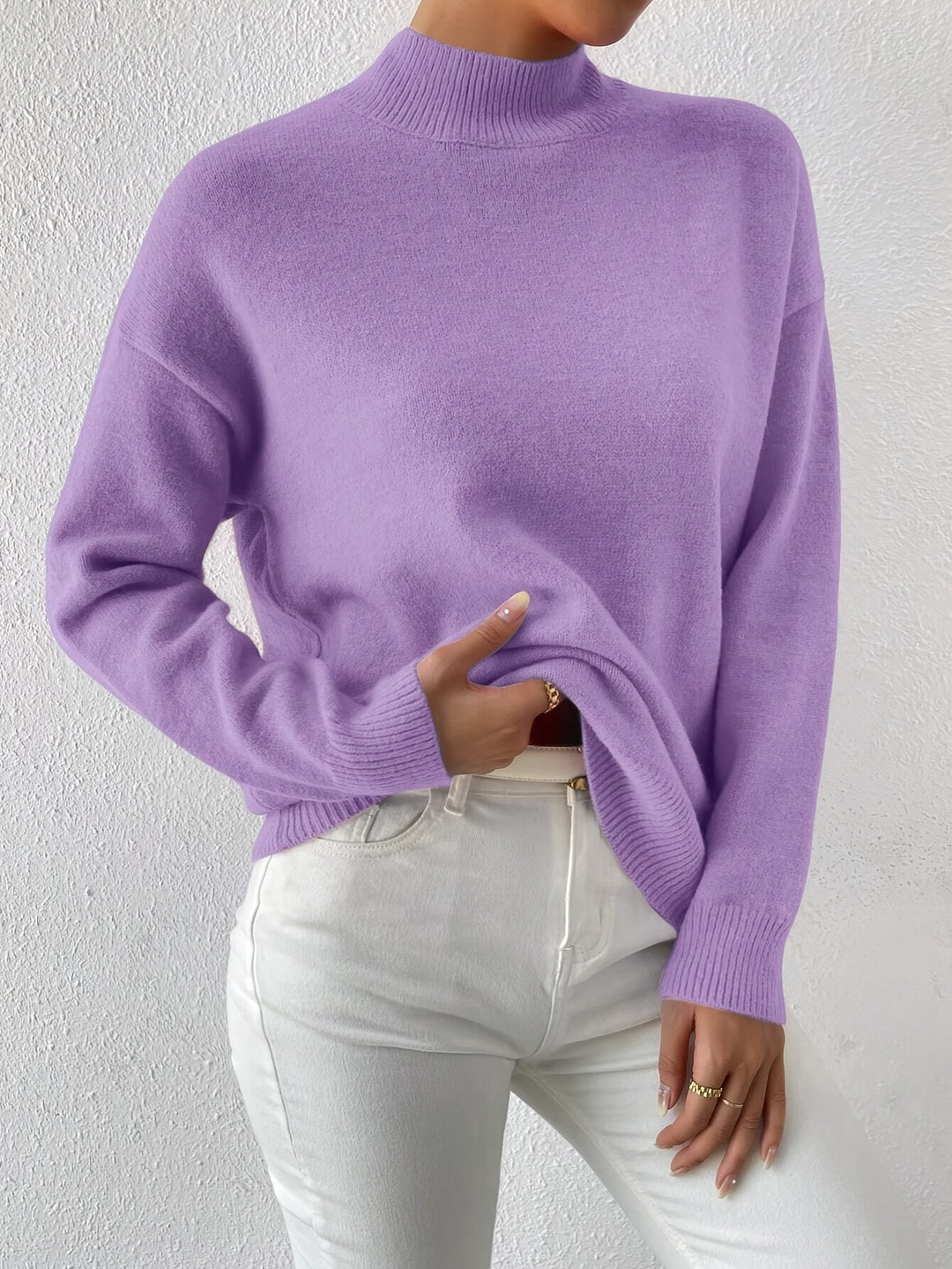 Britt | Elegante Trui met Opstaande Col