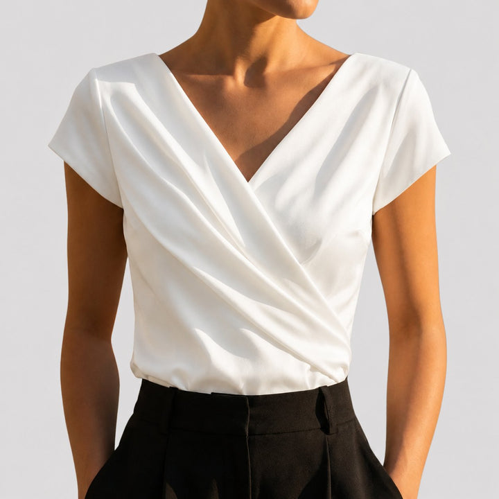 Liselore | Gedrapeerde Wikkelblouse met V-Hals