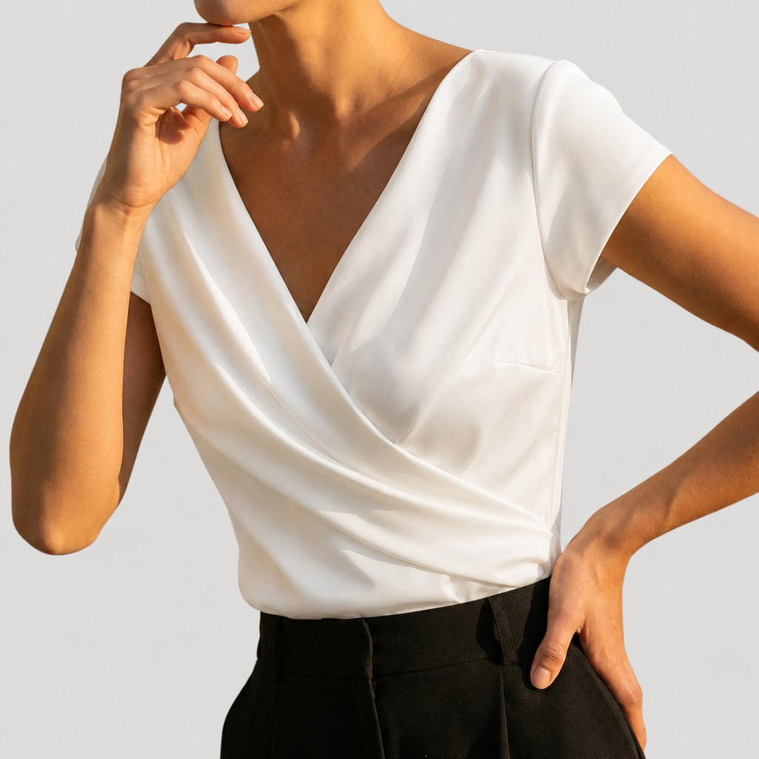 Liselore | Gedrapeerde Wikkelblouse met V-Hals