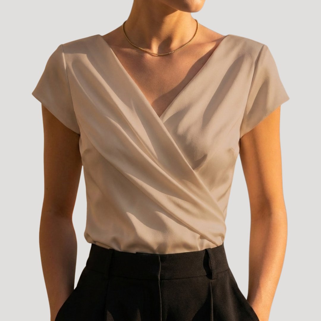Liselore | Gedrapeerde Wikkelblouse met V-Hals