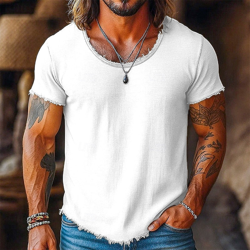 Jort | Casual T-shirt met Onbewerkte Randen