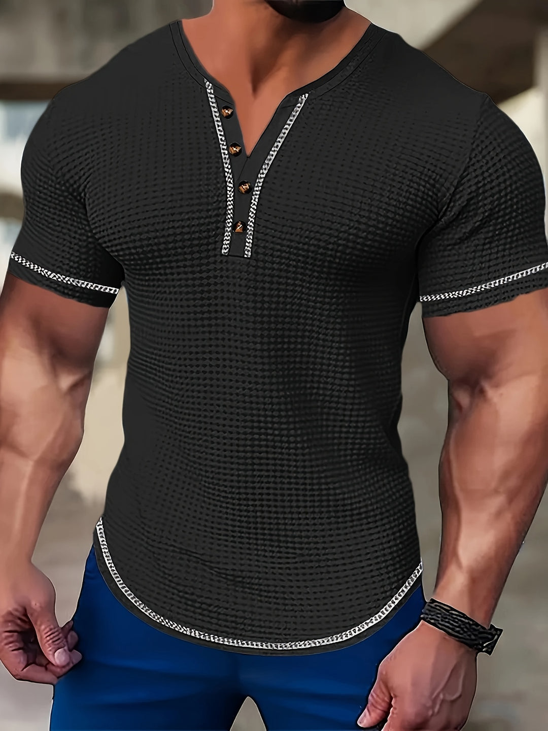 Thijs | Sportieve Henley met Knoopsluiting