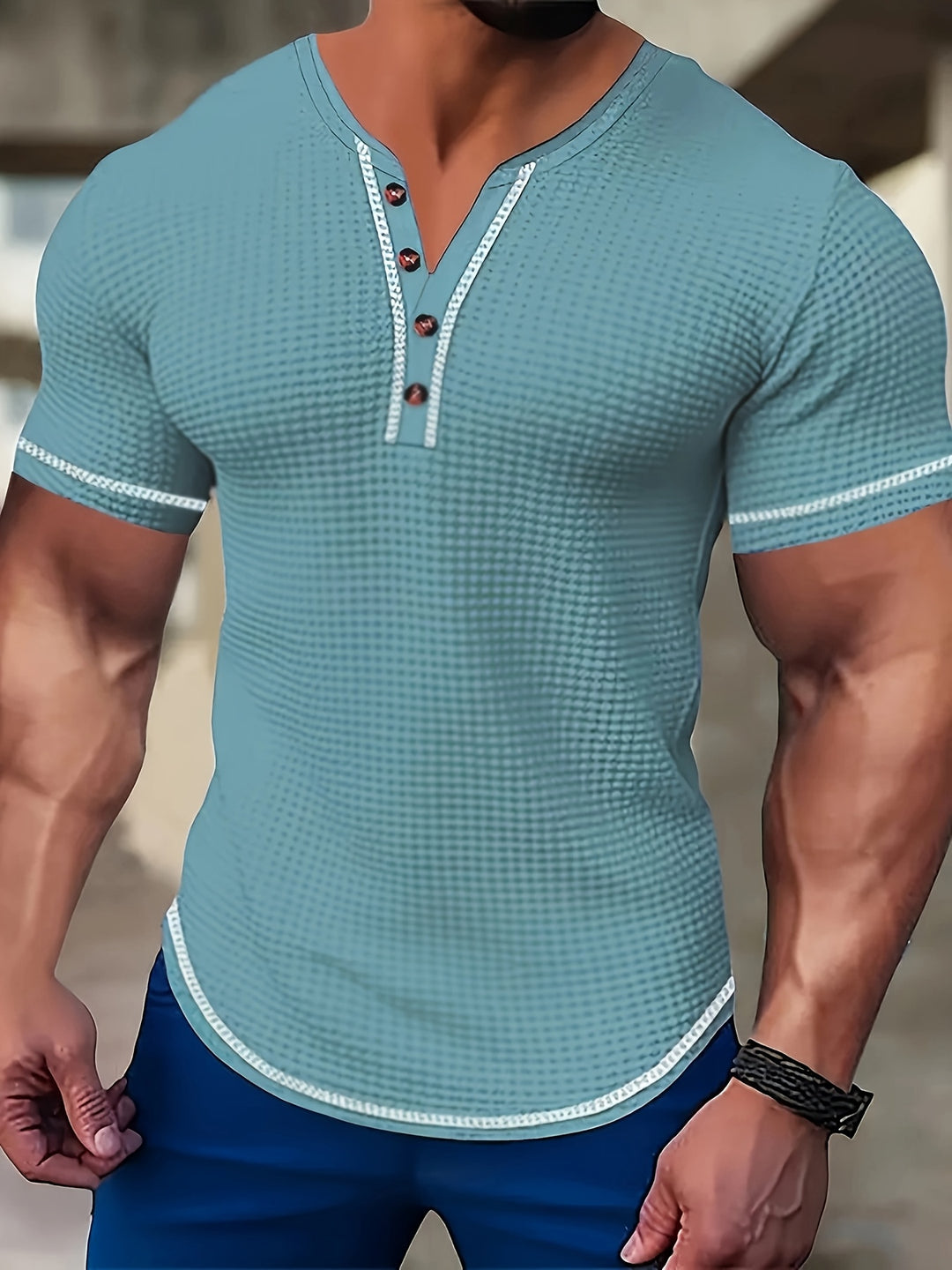 Thijs | Sportieve Henley met Knoopsluiting