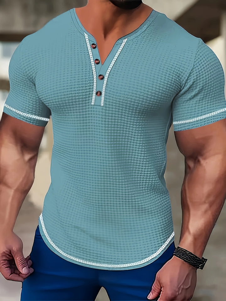 Thijs | Sportieve Henley met Knoopsluiting