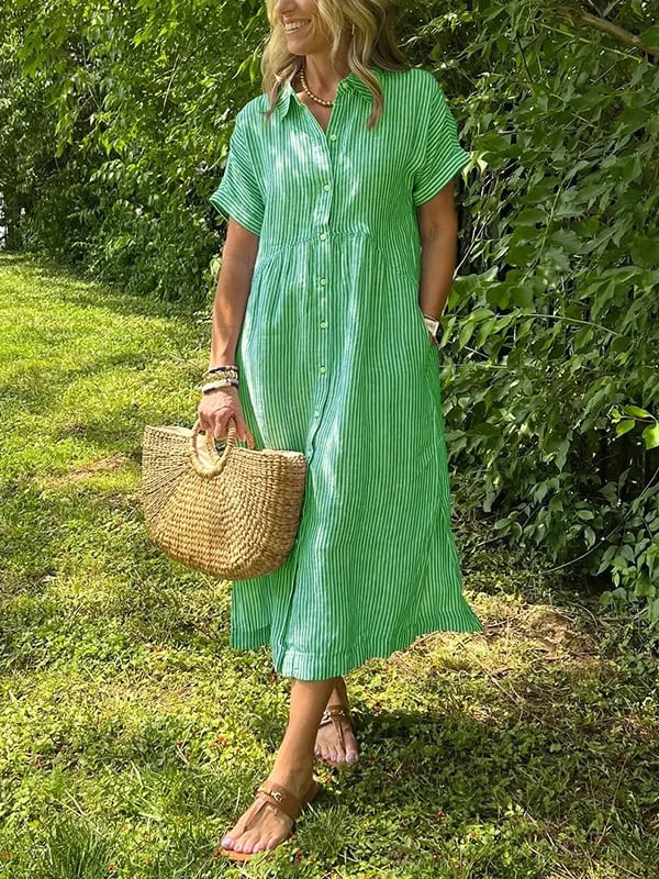 Angela | Elegante Katoenen Maxi Jurk