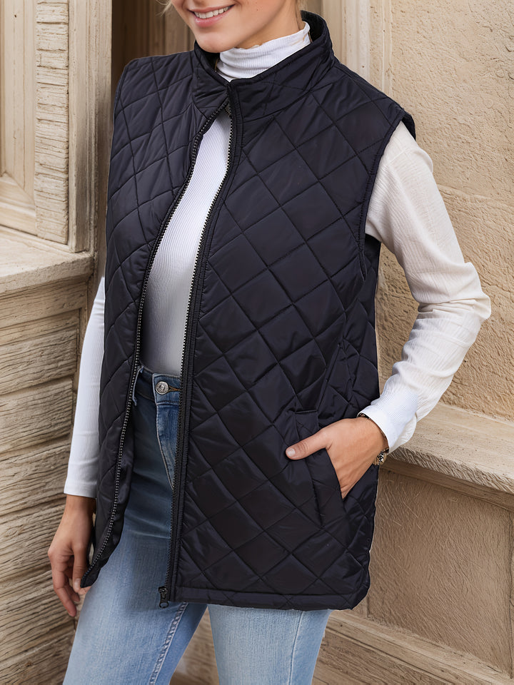 Lidewij | Gewatteerde Bodywarmer met Ruitmotief