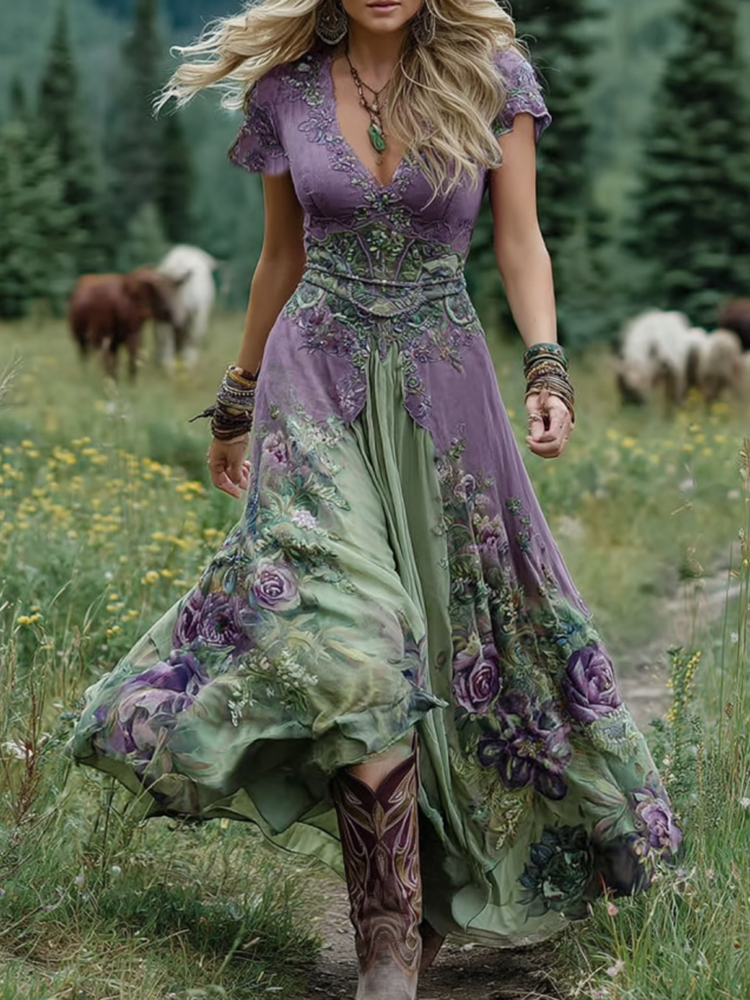 Natalia | Elegante Maxi Jurk met Bloemenprint